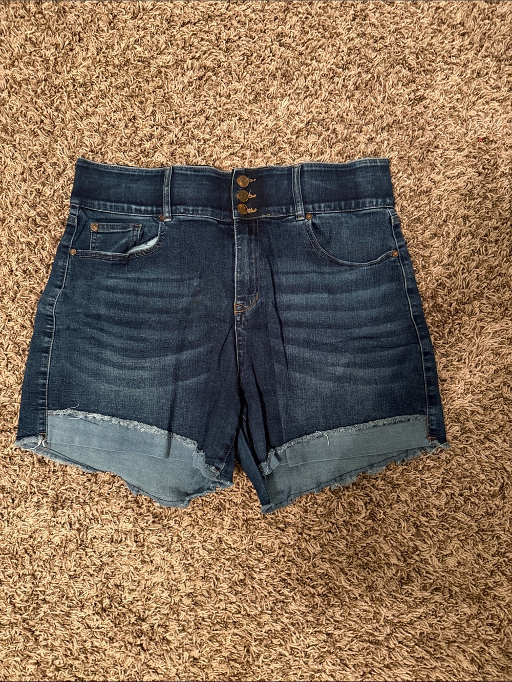 High-Rise Dark Blue Denim Women’s Shorts